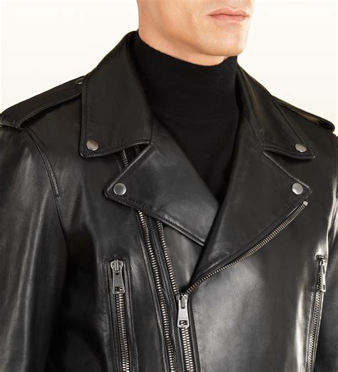 gucci biker jacket mens|Gucci leather motorcycle jacket.